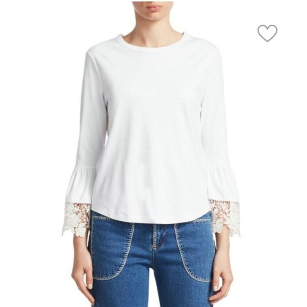 Chloé Lace Bell Sleeve Top Size Small SeeByChloe White Cotton